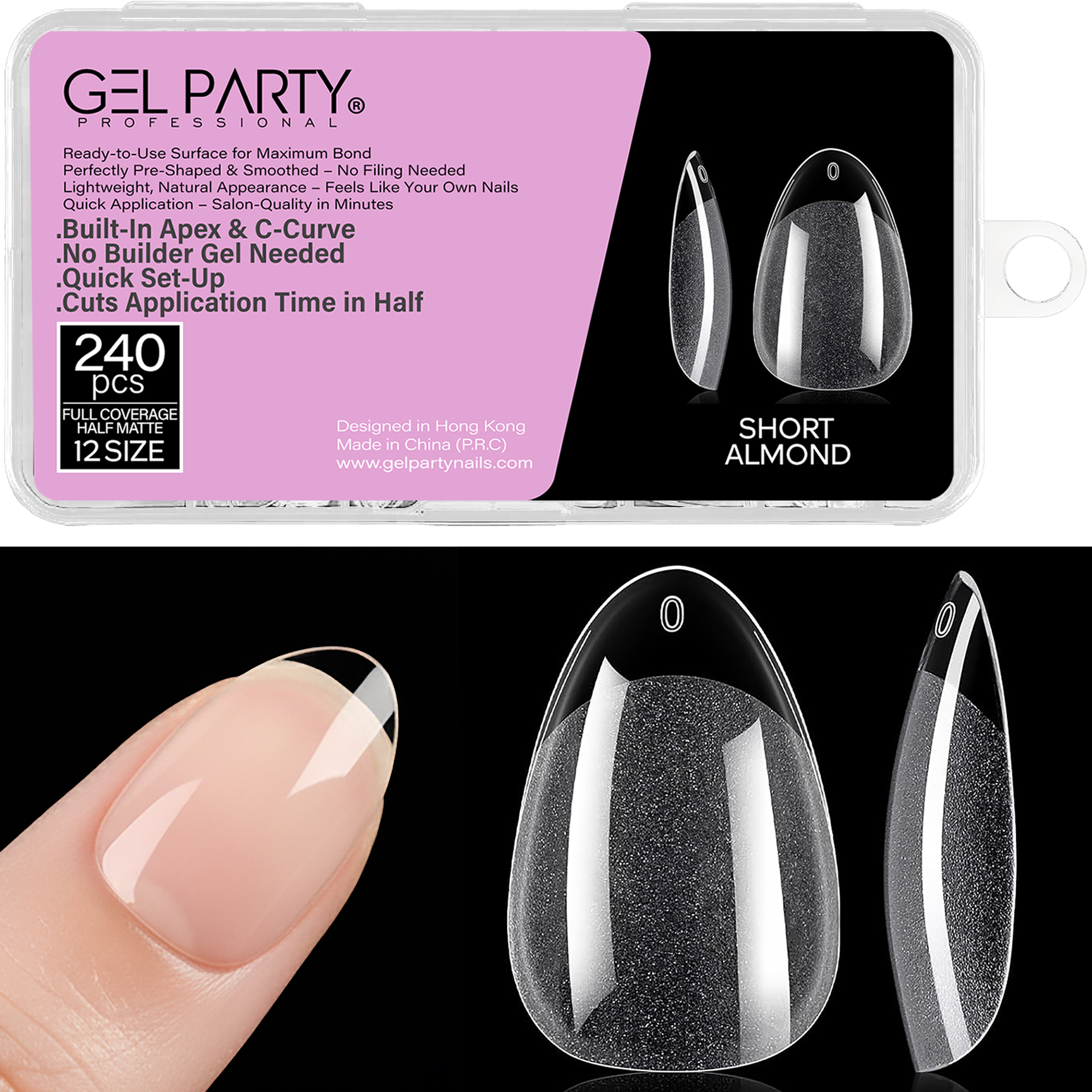 GELPARTY Soft Gel Nail Tips Short Almond